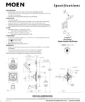 Conway Chrome Posi-Temp Shower Trim Set With Square Showerhead, Lever Handle, And Tub Spout, specification sheet.