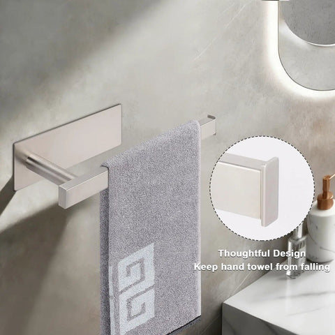 No Drill Self Adhesive Towel Holder 9 Inch Stainless Steel Bar In Brushed Gold Finish Stick On Towel Rack Wall Mount For Bathroom Strong Hold