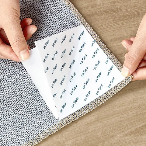 Applying No Slip Rug Tape For Rubber Backed Rugs 12 Pack Anti Slip Rug Grips Stickers For Wood Floors Carpet And Area Rugs