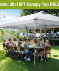 10x20 Canopy Replacement Top Cover With Air Vents For Outdoor Pop Up Gazebo Tent Top Only shown installed over outdoor dining area