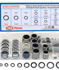 Bonded Seal Set With Self Centering Gasket Assortment For Automotive Use, 156 Piece Metric Seal Kit M6 to M24 in open case