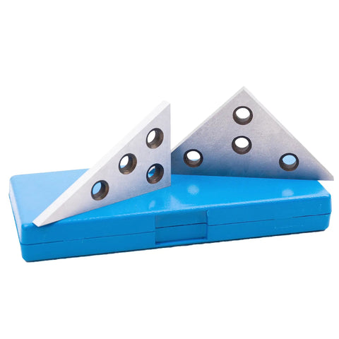 Beefy Hardened Steel Angle Plate Set 30 60 90 Degree And 45 45 90 Degree, Two Piece, Precision Machinist Grade Angles, Heavy Duty Tooling Plates, Includes Plastic Case