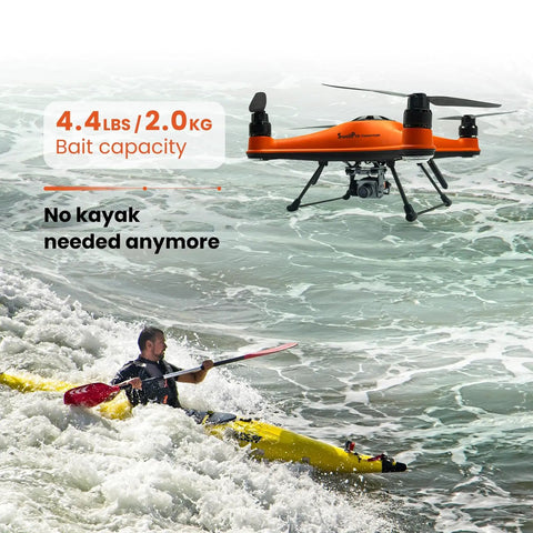 Fishing Drone With 4K Camera, 4.4 Lbs Payload, 1.3 Km Casting Range, Auto Drop And Return, IP67 Waterproof over ocean waves