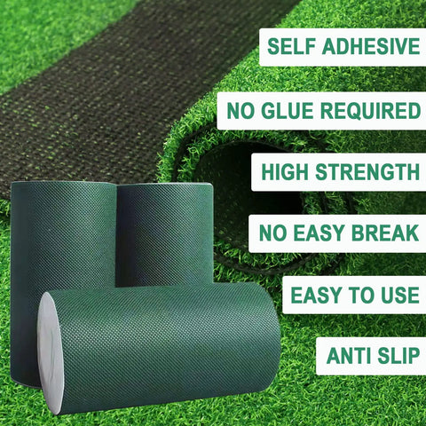 Self Adhesive Turf Seam Tape For Artificial Grass Heavy Duty Butyl Coated Seaming Tape rolls on artificial lawn surface