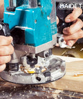 Pro DIY Woodworking Router Bit Set With Quarter Inch Shank 35 Piece Set For Edge Routing And Joinery in action on wood