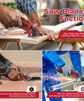 Corded Mini Circular Saw Kit With 400W 110V Power, 3400 RPM, And 6 Blades for precise cuts in wood, tile, and metal in action