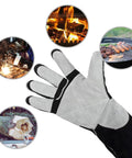 Leather Forge MIG Welding Gloves With Kevlar Stitching For Heat And Fire Resistance, shown with close-up finger and palm details