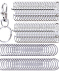 Heavy Duty Metal Swivel Lanyard Snap Hooks And Split Key Rings Bulk Keychain Connectors 100 Piece Set with alloy clips and rings.