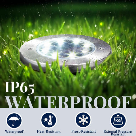 Outdoor Solar Ground Lights 12 Pack Waterproof Landscape Pathway Lighting for Driveway Patio Backyard Walkway Cool White LED