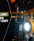 20W LED Dock Light With 40 Inch Folding Arm, 1700 Lumens, IP65 Rated Yellow Job Site Light illuminating work area