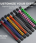Nine Piece Socket Organizer Set Pro Grade Heavy Duty ABS Rail With End Caps For Easy Clip Adjustment Fits Most Brands