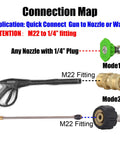 M MINGLE pressure washer adapter set with quick-connect gun-to-wand, brass M22 to 1/4 in fittings, green connector