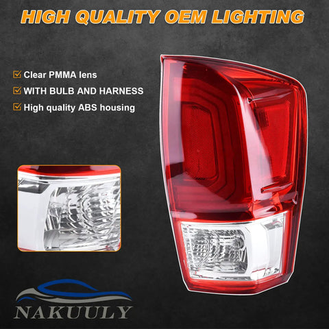 Toyota Tacoma Tail Light Rear Lamp Right Passenger Side Direct Fit Replacement Assembly With Bulb 81550-04170 shown in red and clear lens