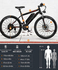 All Terrain Electric Mountain Bike For Adults With 26 Inch Wheels 350W Motor Cruising Up To 19.8 MPH