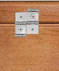 Heavy Duty Dual Action Door Hinges Set Silver Iron With Spring Four Pcs 25mm Hole Distance And 4.3mm Pin Diameter visible on wood