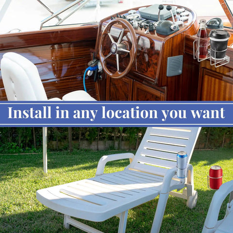 Six Pack Stainless Steel Boat Ring Cup Holders Wall Mounted Drink Holders For Boat Marine Yacht RV Truck Car Trailer Hardware Keeps Cups Snug And Handy installed on boat console and lawn chair