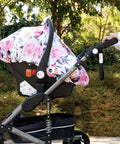 Girls Car Seat Cover Pea Pod Infant Canopy With Dual Windows And Breathable Mesh Lightweight Polyester With Minky Dot Backing on stroller