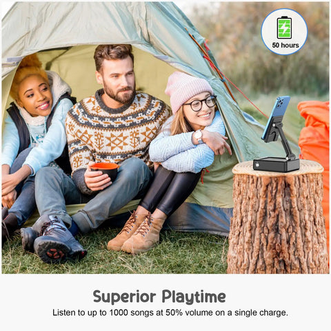 Foldable Phone Stand With Bluetooth Speaker And Built In Charging Station 3 In 1 Desk Gadget for camping with friends outside tent
