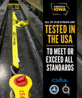 196 Pack 2 In X 50 Ft Ratchet Straps With Flat Hooks Heavy Duty Workhorse Polyester Webbing Tie Downs 10,000 Lbs Break Strength in testing setup.