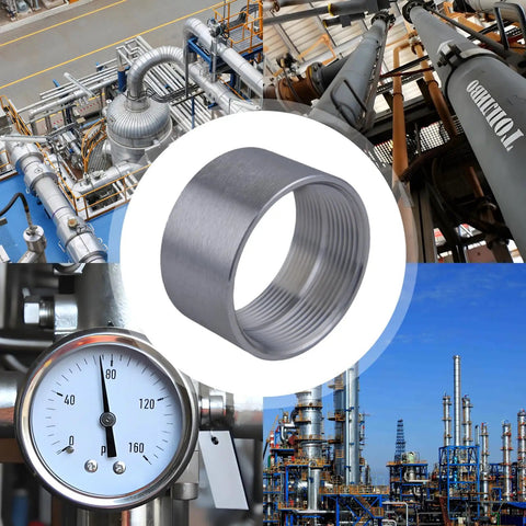 Stainless Steel 304 Weld On Bung Fitting 2 Inch NPT Female Thread Two Pack Heavy Duty Pipe Coupling for industrial systems.