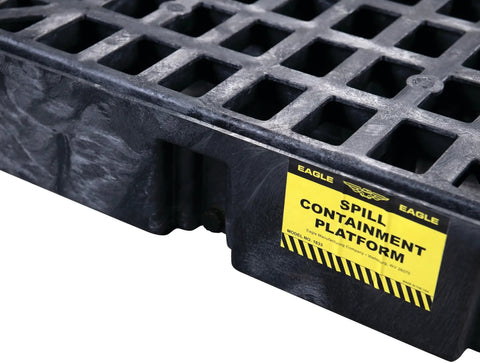 Modular Drum Spill Platform With Drain, Heavy Duty Workhorse Containment Tray, 26.25 x 26 x 6.5 Inches, 2,000 Lb Load Capacity