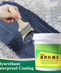 Heavy Hitter Polyurethane Waterproof Coating For Garage And Patio Surfaces applied with a brush on a surface.
