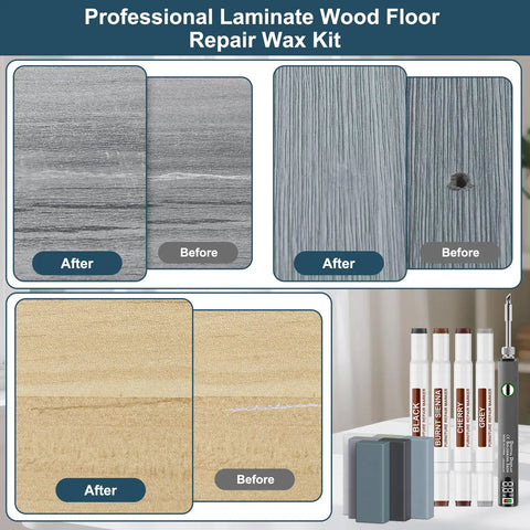 Knock Out Those Stubborn Scratches On Laminate Or Vinyl Wood Floors With This Hassle Free Repair Kit Before and After Images