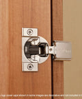 Concealed Soft Close Hinge Kit For Face Frame Cabinets Half Inch Overlay 105 Degree Opening on wooden cabinet door