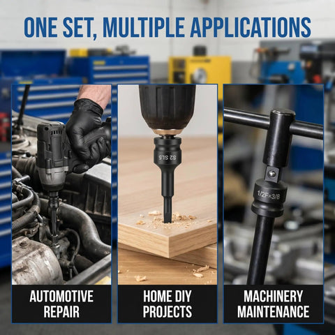 Heavy Duty Socket Adapter Kit With 8 Chrome Steel Bits Covers All PH And SL Sizes For Impact Wrench Use on drill, wood, and machinery