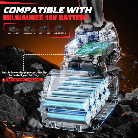 Cordless Half Inch Impact Wrench Bare Tool No Battery Included, 750 Foot Pounds of Torque, Milwaukee 18V Battery Compatible