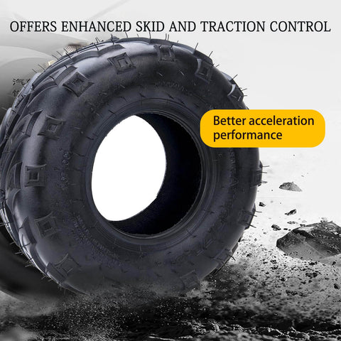 Side view of 145/70-6 Go-to Tire Replacement For Go Karts And ATVs On Mini Bikes 14x6-6 145 70-6 with skid control.