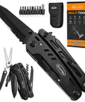 Everyday Carry 18 In 1 Multitool Pocket Knife With Pliers Saw Corkscrew Detachable Scissors And Safety Lock Includes Nine Screwdriver Bits