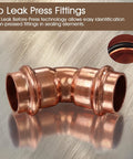 Zero Lead 3/4 Inch Copper Press Fittings Set, 45 Degree Elbow Coupling, copper pipe connector for hydraulic press tool