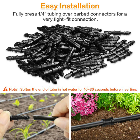 120 Piece Barbed Coupling Fittings Set For 1 Quarter Inch Drip Irrigation Tubing No Fuss Easy Install Connectors Image