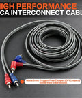 Complete 4 Gauge Car Subwoofer Amplifier Wiring Harness Kit Including Heavy Duty Power Ground And Speaker Cables With Remote Bass Control Knob For Pumping Up Your Ride Sound System RCA interconnect cable with red and blue connectors.
