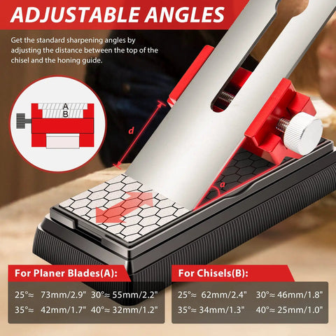 Angle Fixing Honing Guide For Whetstone Sharpening No Frills Edge Setup For Chisels And Planes 0 To 2 Point 55 Inches Red One Piece Woodworking Tool That Makes Sharpening A Breeze