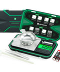 Ultra Precise Milligram Scale 0.001g With 50g Capacity digital scale with accessories including tray, tweezers, and batteries