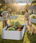 Family gardening with 2 Pack Tall 8x4ft Corrugated Galvanized Steel Raised Garden Beds For Veggies, Herbs, And Flowers, Above Ground