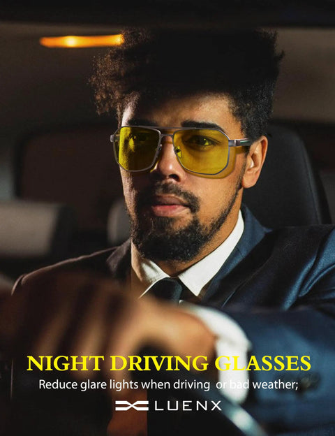 Top Tier Night Vision Driving Glasses Featuring Square Polarized Yellow Lenses That Straight Up Crushes Headlight Glare And Saves Your Peepers From Road Fatigue For Safe Night Drives