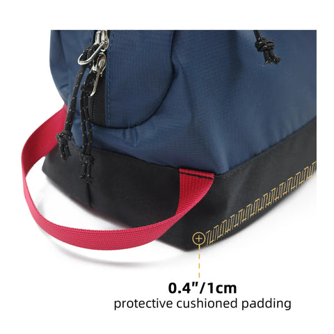 Teal Travel Toiletry Bag 5L Compact Organizer with red handle and thick padded bottom for durability and protection.