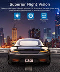 Dual Front And Rear Dash Cam For Cars With 1080P HD Recording displaying superior night vision in urban setting