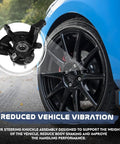 Front Left Steering Knuckle And Wheel Bearing Hub Assembly Fits Ford Escape 2005-2012, close-up view, black steel, driver side 698-405.