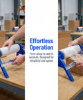 Plastic Wrap Dispenser With Cutter For Tabletop Use Easy Stretch Film Wrapping Machine Manual Packaging Tool in use