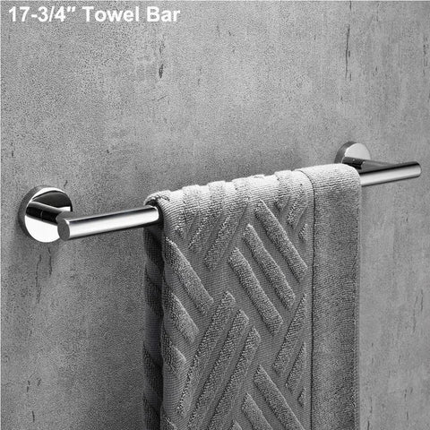 Polished Chrome 4 Piece Bathroom Hardware Set For Modern Style, 16 Inch Wall Mounted Towel Bar, Durable SUS304 Stainless Steel, Rust Resistant Bathroom Accessories