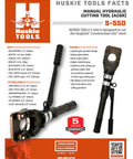 Manual Hydraulic Cutter For ACSR Copper Aluminum Up To 50mm Capacity 2 Inch Husky Tools S-550 with features highlighted.