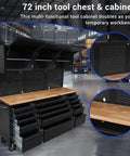 72 Inch Rolling Tool Chest With 3 Upper Cabinets And 15 Drawers, Pegboard, Large Mobile Toolbox On Wheels