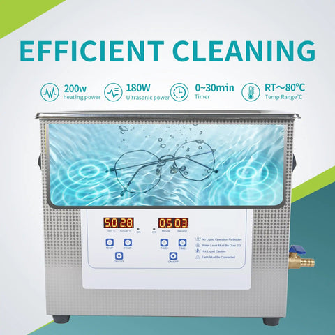 6.5L Ultrasonic Cleaner Pro Grade Heavy Duty With Digital Timer And Heater For Jewelry Glasses Watches And Tools 60W