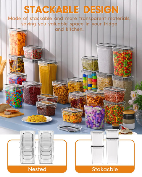 Airtight Food Storage Containers With Lids 24 Pack For Kitchen And Pantry Organization Canisters BPA Free PVC Free