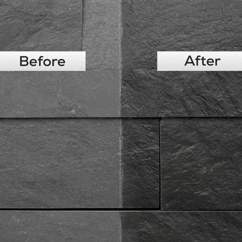 Before and after application of Matte Clear Acrylic Sealer For Stone And Brick With Color Enhancing Finish, showing color enhancement.