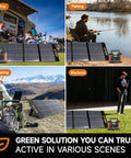 200W Monocrystalline Portable Folding Solar Panel Charger in RV, fishing, camping, and blackout scenarios